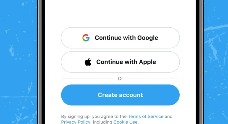 Twitter支持谷歌Google以及苹果Apple ID登录与创建推特账号